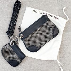 Unique Leather and Chain Mail BCBGMAXAZRIA Clutch